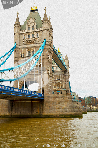 Image of london tower in england old bridge and the cloudy sky