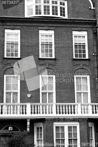 Image of in europe london old red brick wall and      historical window