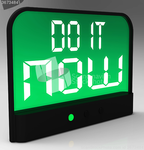 Image of Do It  Now Clock Showing Urgency For Action