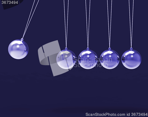 Image of Five Silver Newtons Cradle Shows Blank Spheres Copyspace For 5 L