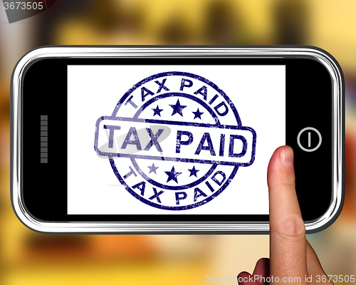 Image of Tax Paid On Smartphone Shows Payment Confirmation