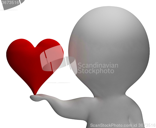 Image of Heart And 3d Character Showing Love And Valentines
