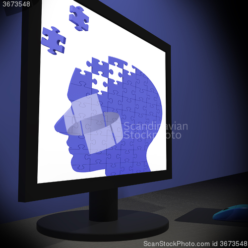 Image of Head Puzzle On Monitor Showing Human Brightness