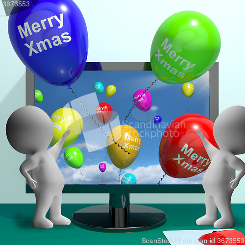 Image of Balloons With Happy Xmas Showing Online Greeting