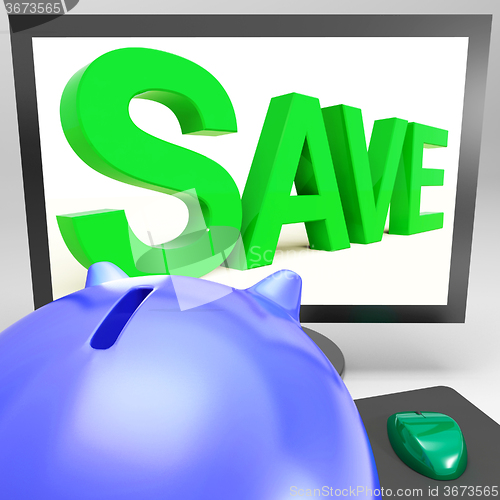 Image of Save On Monitor Showing Cheap Shopping