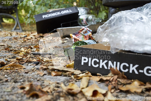 Image of Picknick litter lying on ground