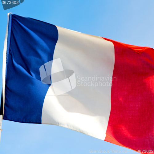 Image of french waving flag in the blue sky  france  colour and wave