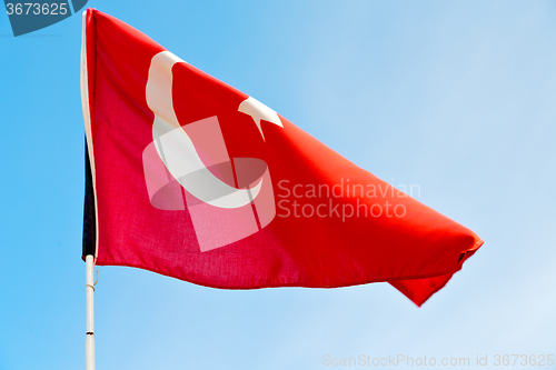 Image of tunisia  waving flag in the   sky  colour and wave