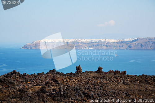 Image of volcanic land in europe santorini greece sky 