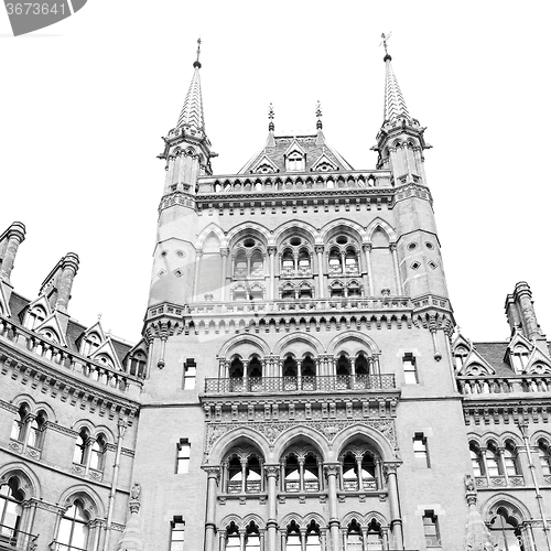 Image of old architecture in london england windows and brick exterior wa