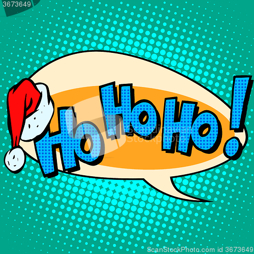 Image of hohoho Santa Claus good laugh comic bubble text