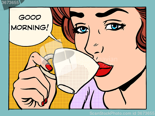 Image of Good morning girl with Cup of coffee