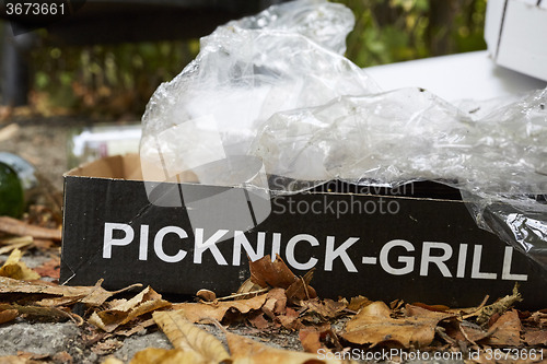 Image of Picknick litter lying on ground