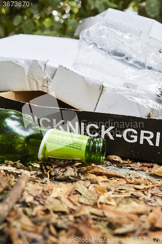 Image of Picknick litter lying on ground