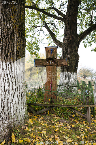 Image of wooden crosses . Christianity