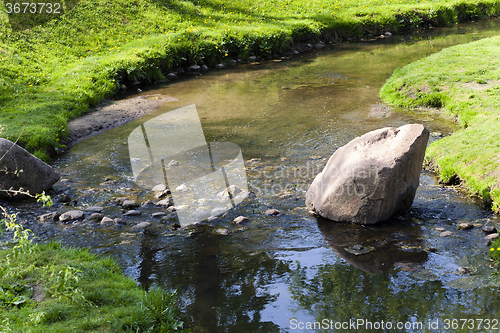 Image of small lake   in the summer  