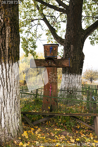 Image of wooden cross . Belarus