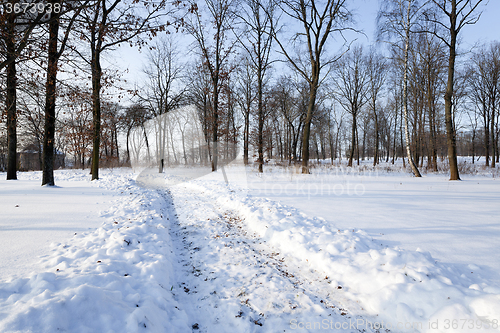 Image of winter road.  track.