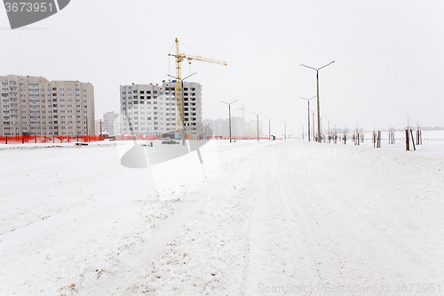 Image of building construction.  winter  