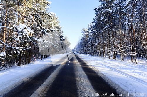 Image of winter road .  snow