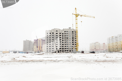 Image of building construction.  winter  
