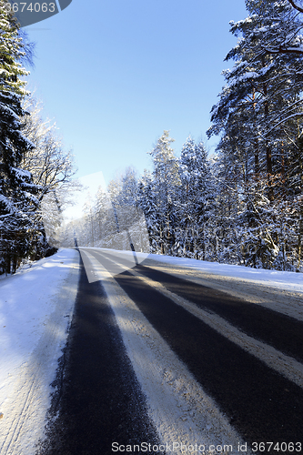 Image of winter road  . track.