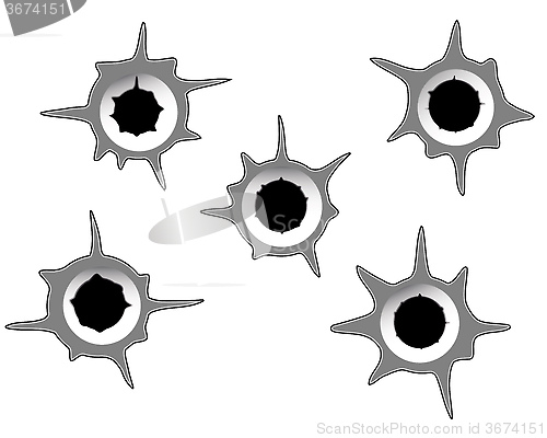 Image of different bullet holes