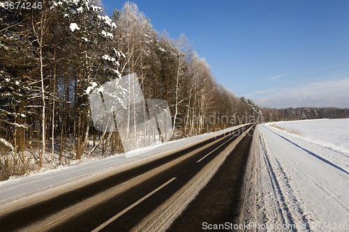 Image of winter road . snow