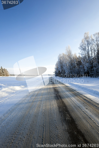 Image of winter road  . track.
