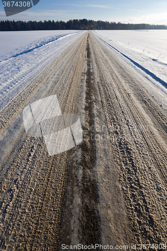 Image of winter road .  snow
