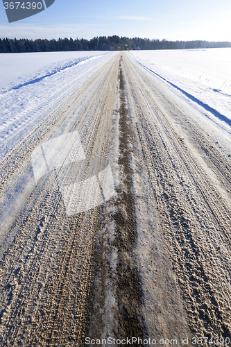 Image of winter road  with snow