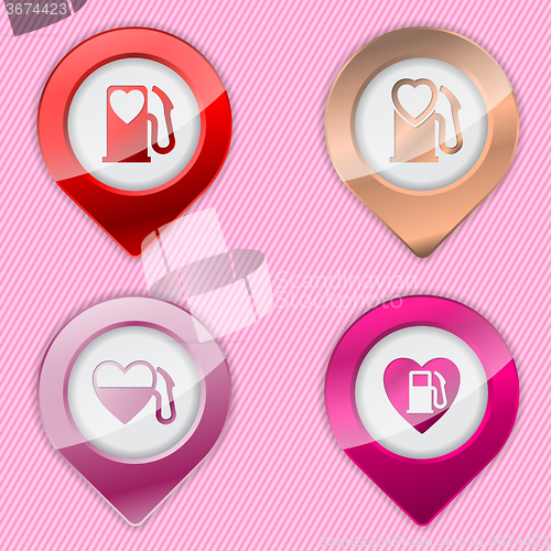 Image of Heart fuel tank pump symbols