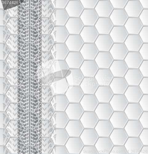 Image of Abstract brochure with tire tracks and hexagon pattern