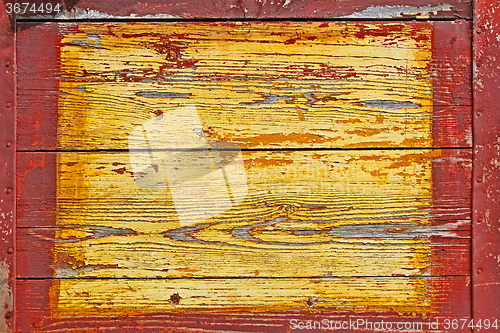 Image of Old wooden shield with metal borders