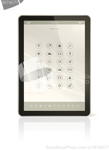 Image of digital tablet pc with apps icons interface