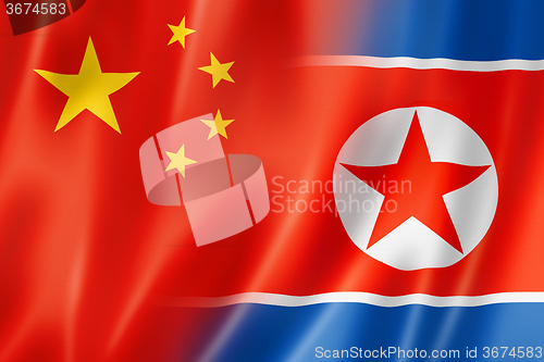 Image of China and north korea flag