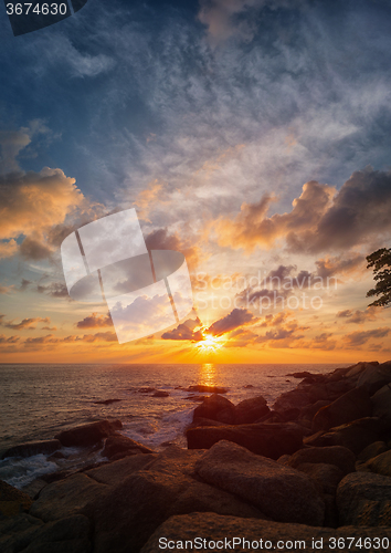 Image of Dramatic golden blue sunrise