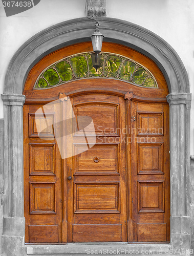 Image of Asolid wooden hand carved timber door
