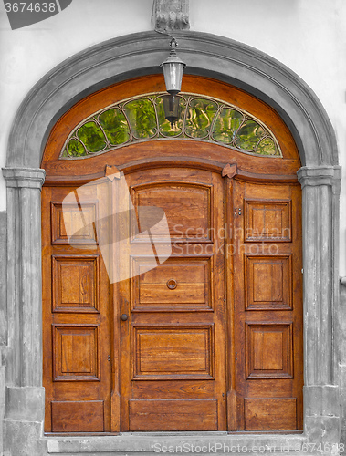 Image of Asolid wooden hand carved timber door