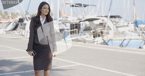 Image of Business Woman Stand In Yacht Club