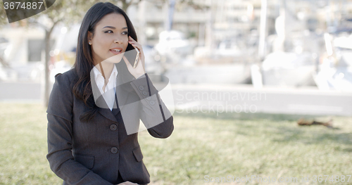 Image of Young Businesswoman Talking On Her Phone