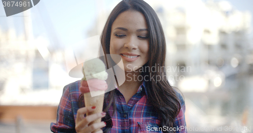 Image of Girl Eating Ice Cream