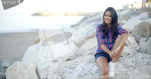 Image of Woman Relaxing In Summer Day