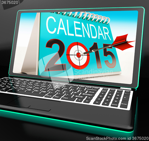 Image of Calendar 2015 On Laptop Shows Annual Planning