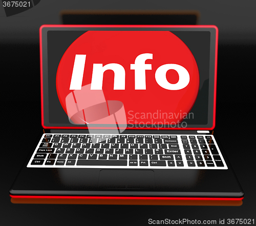 Image of Info On Laptop Means Help Knowledge Information And Assistance O