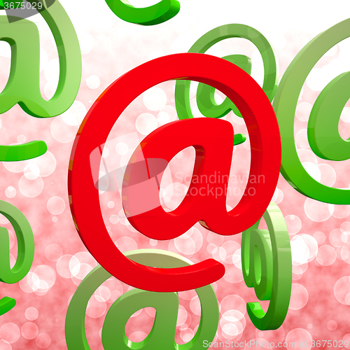 Image of At Sign Means Email Correspondence on Web