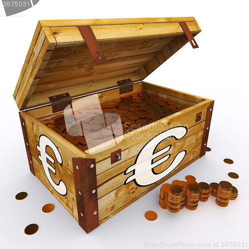 Image of Euro Chest Of Coins Shows European Prosperity And Economy