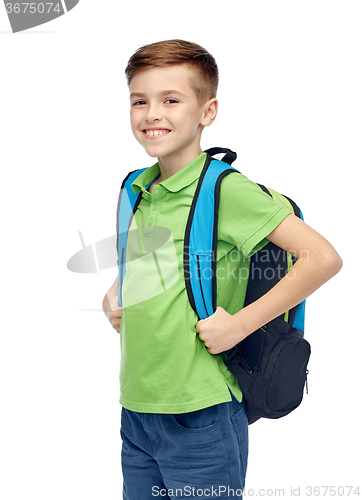 Image of happy student boy with school bag