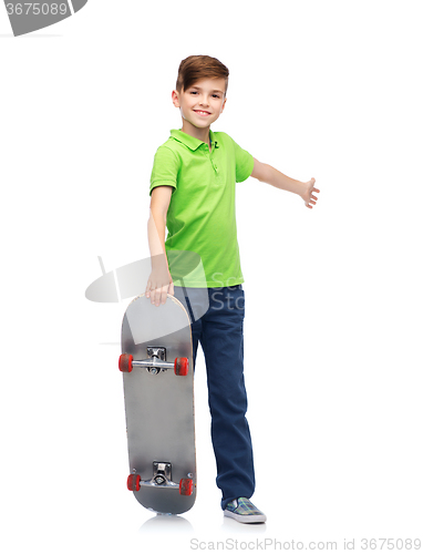 Image of happy boy with skateboard