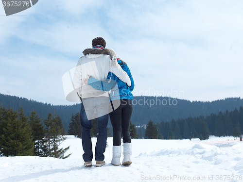 Image of romantic young couple on winter vacation